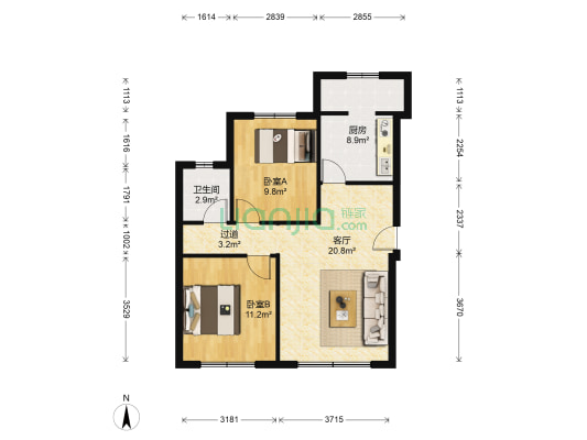 顺迈欣郡一期 2室1厅1卫 88平方