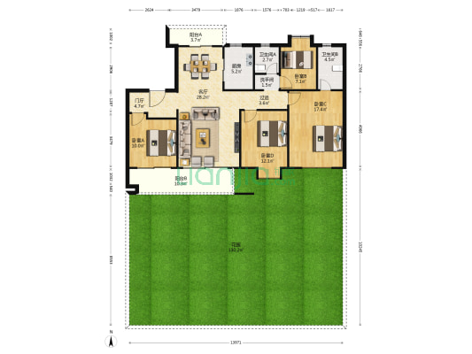 世茂璀璨里 4室1厅3卫 133平方