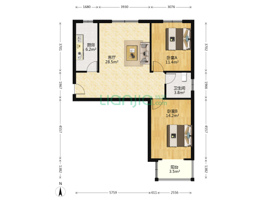 ：涿州开发区精装修拎包入住双语门口-户型图