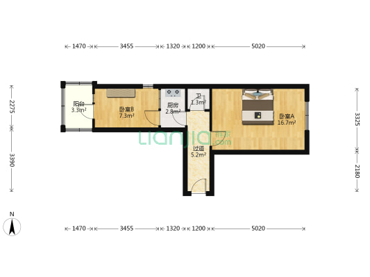 哈量小区 2室0厅1卫 33平方