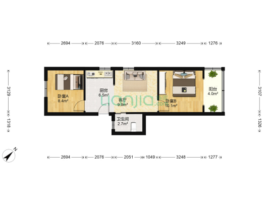 恒业路311弄 2室1厅1卫 54平方