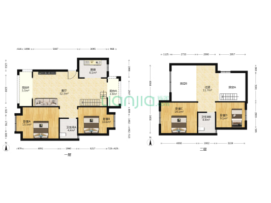 金顿小镇裕丰苑 4室1厅2卫 127平方