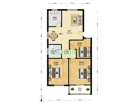 秀溪小区 3室1厅1卫 102平方