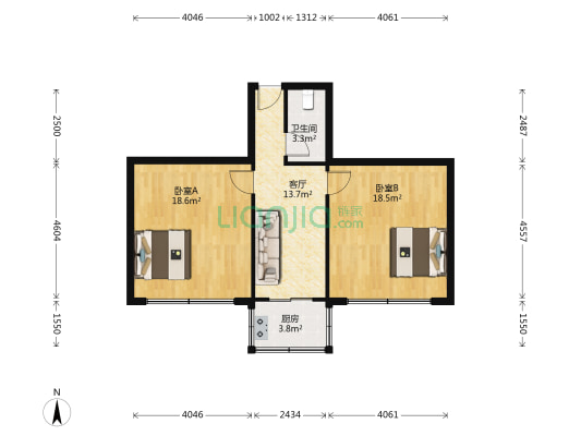 长安小区 2室1厅1卫 74平方