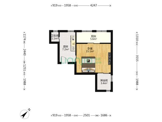 鞍山七村 1室0厅2卫 42平方