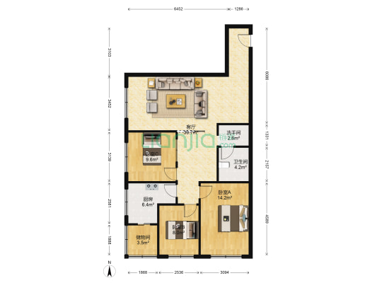 大营盘邮政宿舍 3室1厅2卫 115平方
