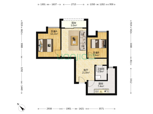 樵坪春晓 2室1厅1卫 67平方