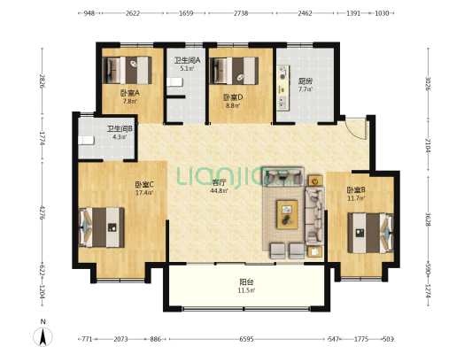 城央云府 4室1厅2卫 143平方