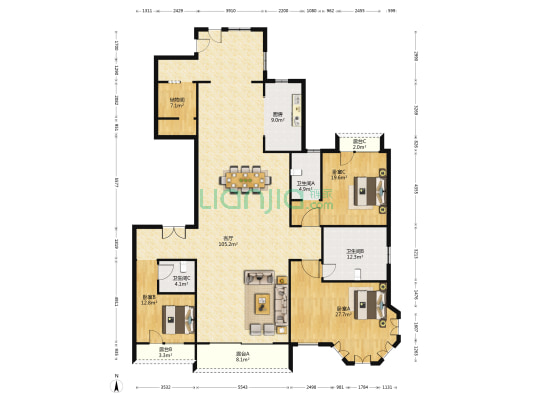 天阳御珑湾 3室1厅3卫 272平方