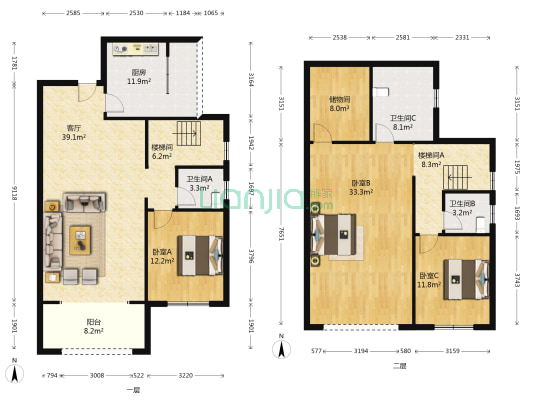 金府玉龙半岛 3室1厅3卫 129平方