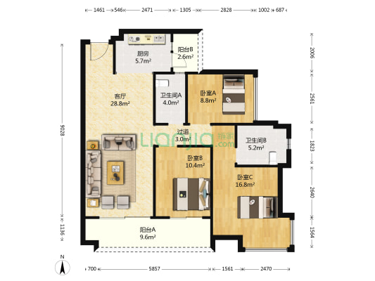 海伦堡海伦春天(坦洲镇) 3室1厅2卫 116平方