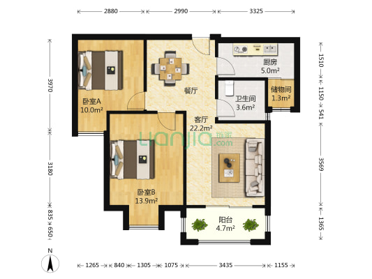 海上五月花一期 2室1厅1卫 80平方