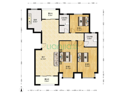 裕鸿丽宫 3室1厅2卫 140平方