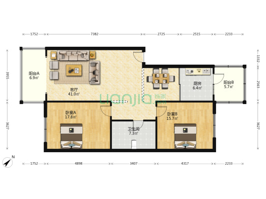 通达雅苑 2室1厅1卫 133平方