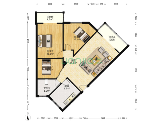 信禾人家(金牛) 3室1厅1卫 135平方