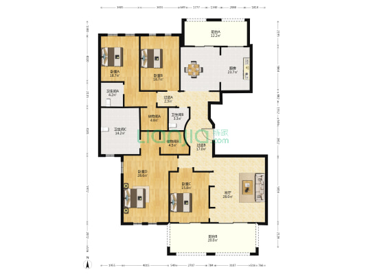 御城御园 4室1厅3卫 280平方