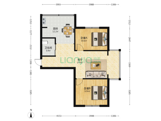 江山小区 2室1厅1卫 88平方