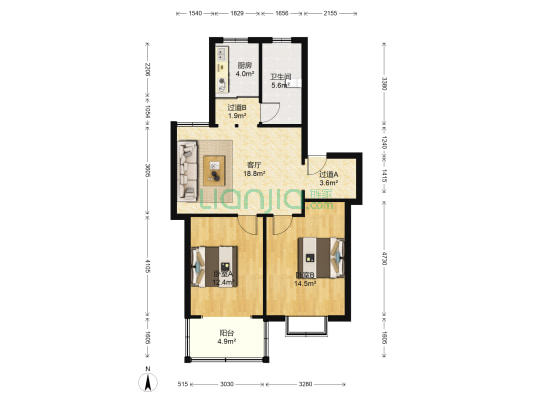 锦绣家园(邳州市) 2室1厅1卫 88平方