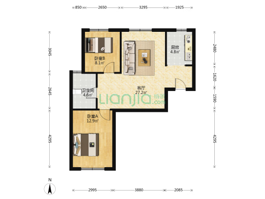 国奥新天居一期  2室1厅1卫 82平方