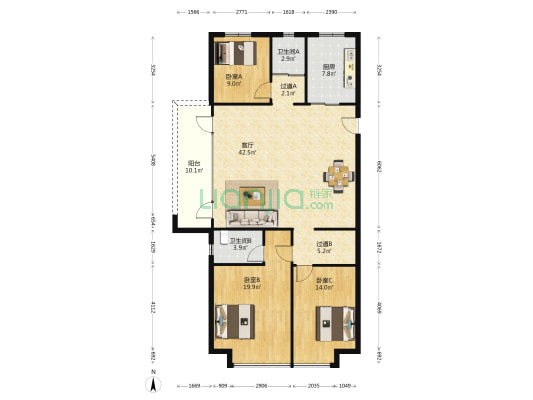 碧桂园盛汇澜庭 3室1厅2卫 144平方
