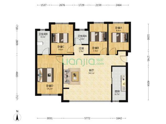 合谊花溪湾 4室1厅2卫 99平方