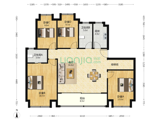 中交和风春岸 4室1厅2卫 277平方
