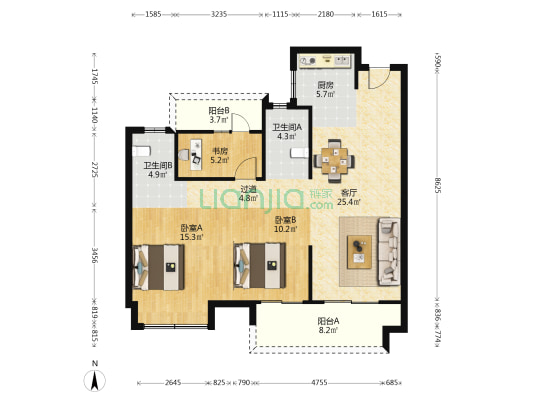 中旅·海泉湾 3室1厅2卫 112平方