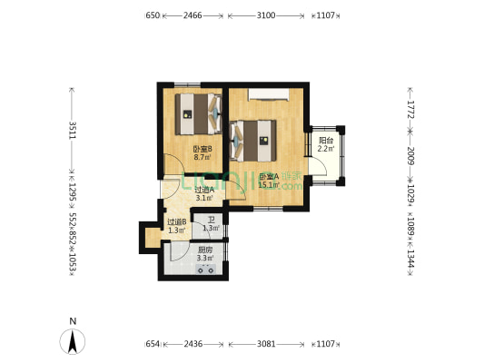 利薄营胡同 2室0厅1卫 46平方