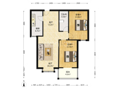 满二，两居室，集中供暖，采光好，优质房源！-涿州水岸花城户型图