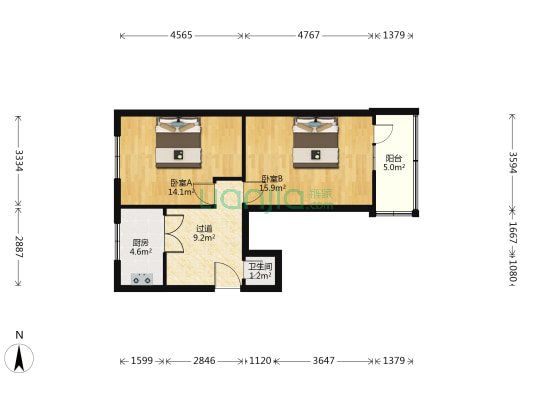 玉河街49号院 2室0厅1卫 60平方