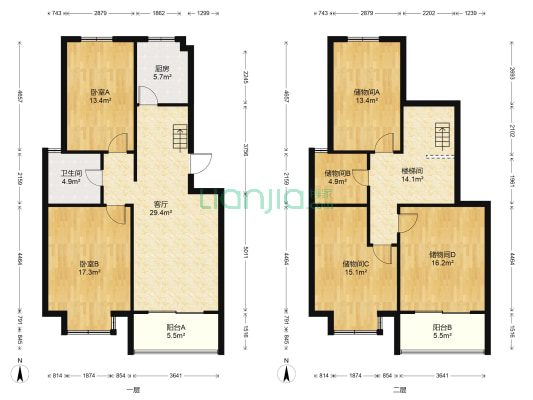 尚东国际花苑 2室1厅1卫 92平方