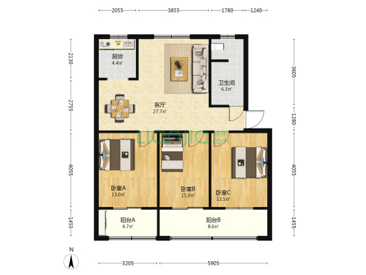 农行家属院 3室1厅1卫 140平方