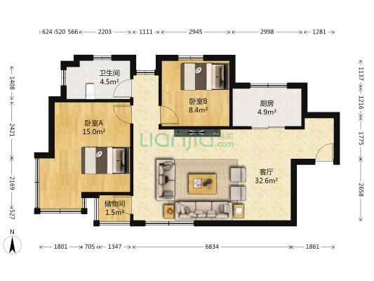 盈胜毓园 2室1厅1卫 89平方