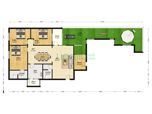 金城小区 3室2厅2卫 127平方