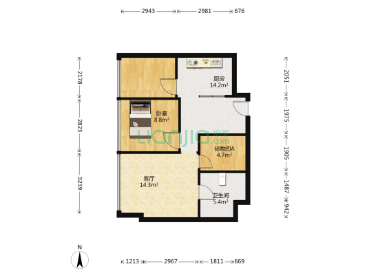 数码大厦 1室1厅1卫 85平方