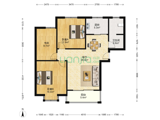 西城西苑 3室1厅1卫 109平方