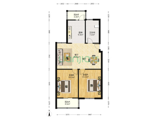 景和花苑 2室1厅1卫 98平方