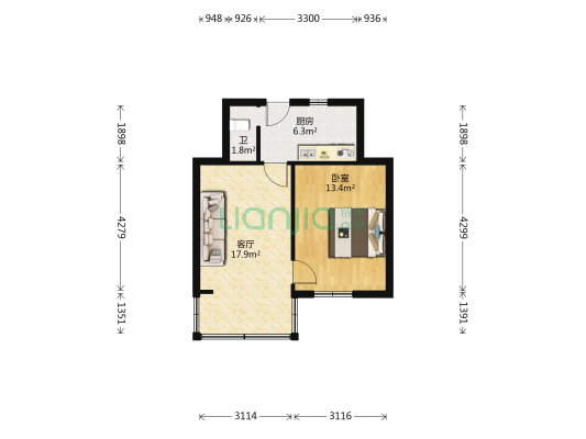 丝织小区 1室1厅1卫 47平方