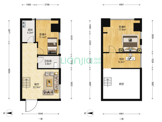 阳光城SOHO 3室1厅1卫 59平方