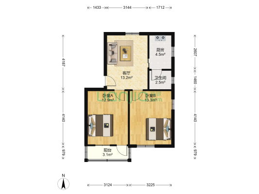 员村新村 2室1厅1卫 58平方