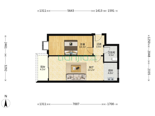 和平大道15号  1室1厅1卫 62平方