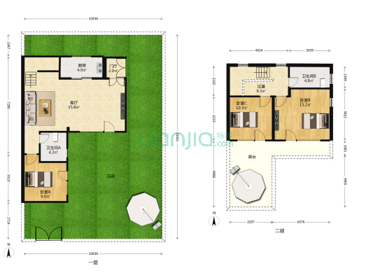 龙湖长城源著东望楼 3室1厅2卫 114平方
