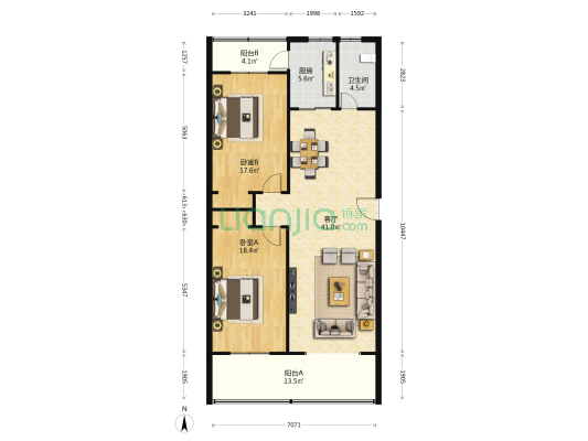 振新巷2号院 2室1厅1卫 116平方