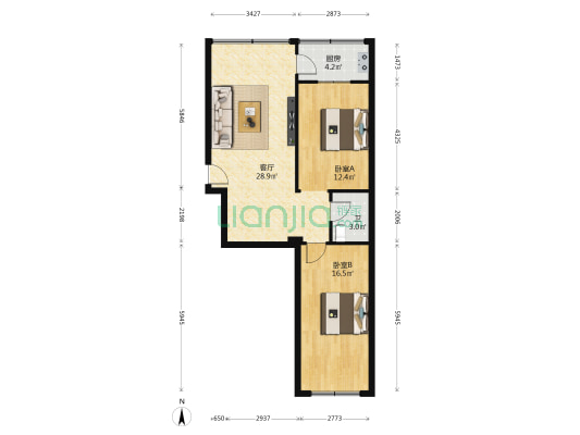 食品家属楼 2室1厅1卫 84平方