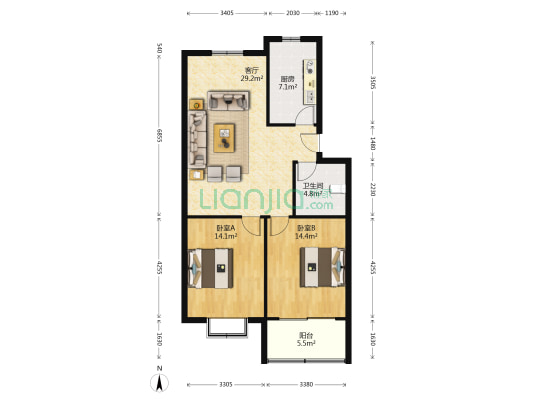 仁让堰 2室1厅1卫 88平方