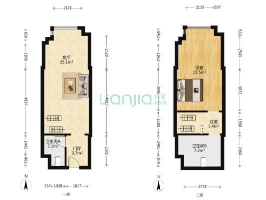龙湖星图 1室1厅2卫 94平方