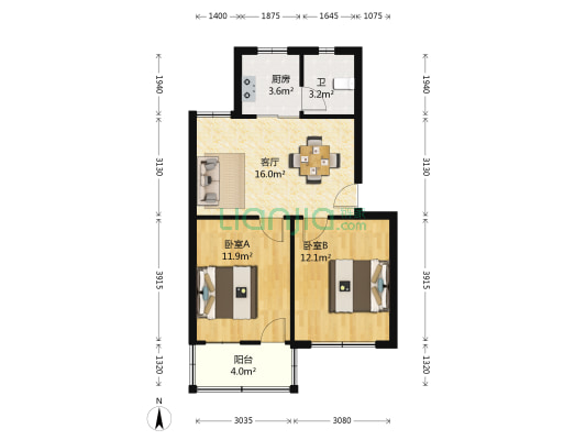 信华花园 2室1厅1卫 65平方