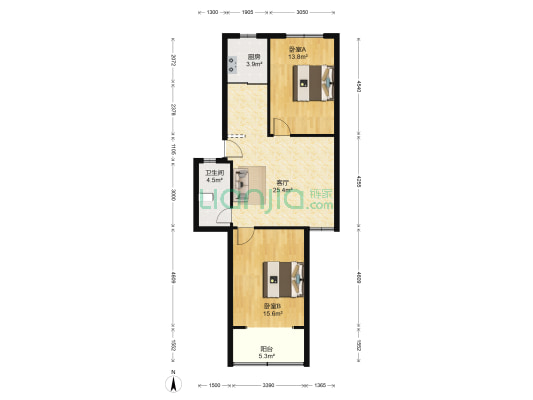五琴里社区 2室1厅1卫 85平方