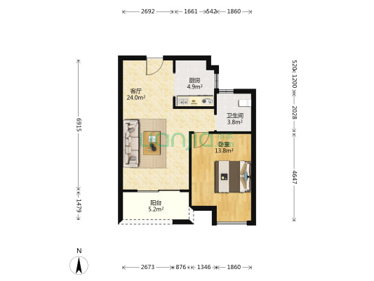 榕盛嘉园 1室1厅1卫 70平方
