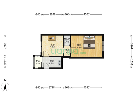 红楼里 1室1厅1卫 42平方